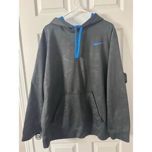 Nike Thermal Therma Fit Hoodie Sweatshirt Gray and Blue Sz: XXL